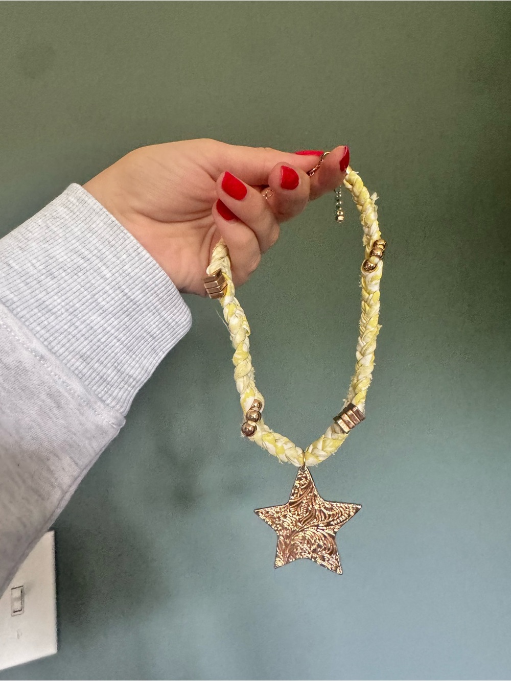 Altar'd State Yellow Braided Necklace with Embossed Gold Star